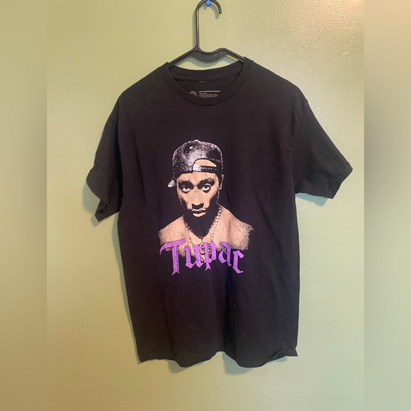 Cross Colours Tops - Black Graphic Tee with Purple Print